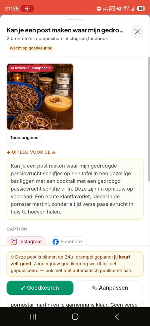 Een voorstel voor een FruCare-post over passievrucht in Marketomato.