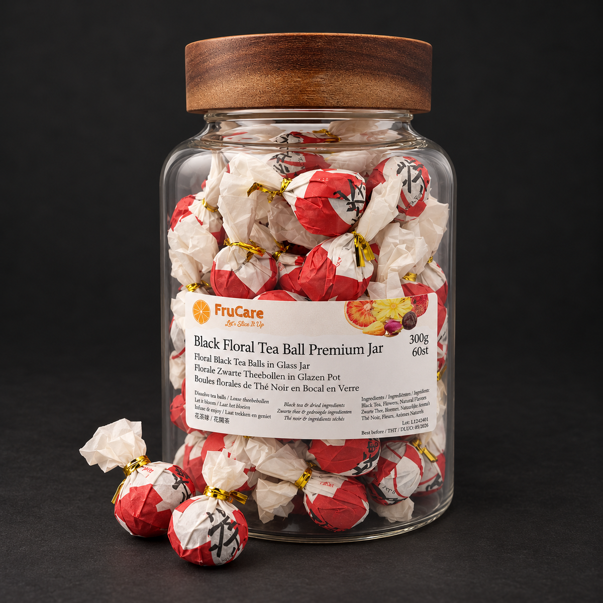 Loskomende Zwarte Theebollen - Premium GLASS MIX | 60st x5g = 300g
