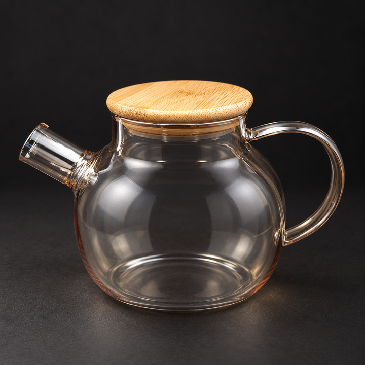 Glazen theepot met bamboe deksel | 1L