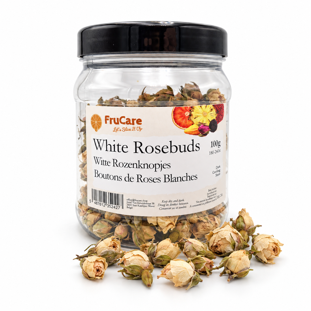 Medium pot gedroogde witte rozenknopjes 100g met losse rozenknopjes