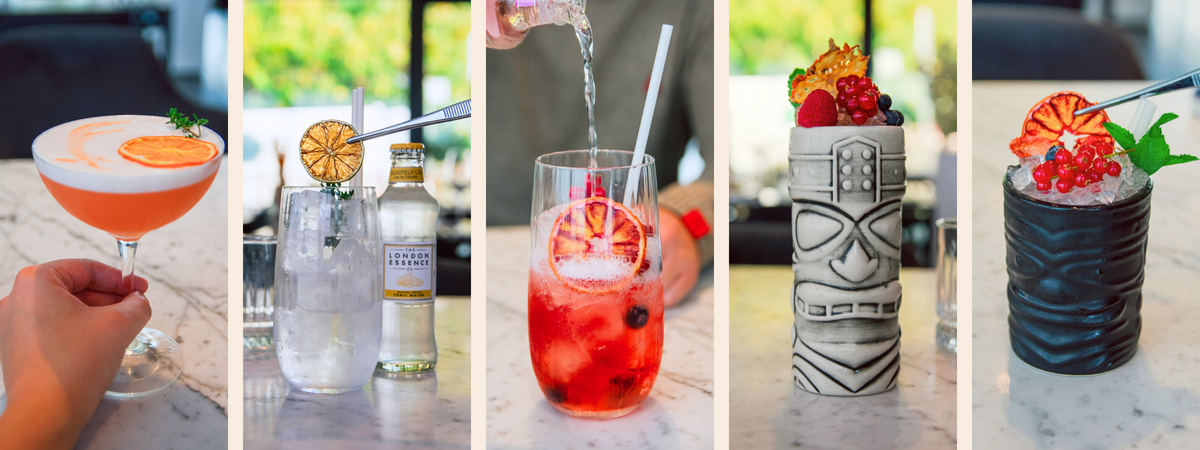 Cocktails en mocktails afgewerkt met gedroogde FruCare-fruitschijfjes